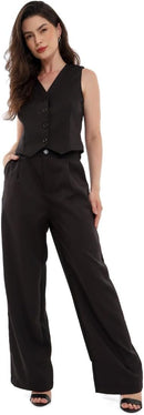 Conjunto Feminino Calça e Colete Alfaiataria, Poliéster com Elastano, Tamanhos P a GG - Con-0064