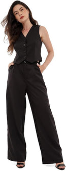 Conjunto Feminino Calça e Colete Alfaiataria, Poliéster com Elastano, Tamanhos P a GG - Con-0064