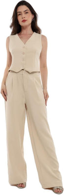 Conjunto Feminino Calça e Colete Alfaiataria, Poliéster com Elastano, Tamanhos P a GG - Con-0064