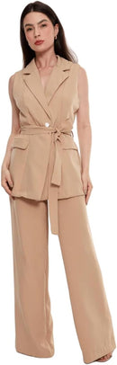Conjunto Calça Pantalona social e Blazer colete feminino CON-0049