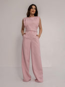 Conjunto Feminino Cropped e Calça Flare em Alfaiataria - Elegante e Sofisticado CON-0036