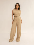Conjunto Feminino Cropped e Calça Flare em Alfaiataria - Elegante e Sofisticado CON-0036