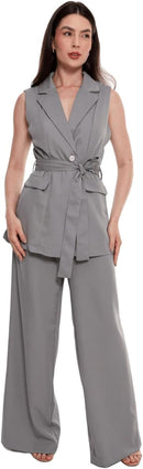 Conjunto Calça Pantalona social e Blazer colete feminino CON-0049