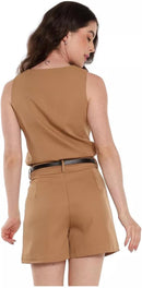 Conjunto Social Feminino Regata em Alfaiataria com Calça e Cinto – Look Elegante para Trabalho, Escritório e Eventos CON-0059
