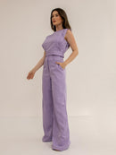 Conjunto Feminino Cropped e Calça Flare em Alfaiataria - Elegante e Sofisticado CON-0036