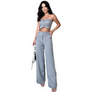 Conjunto Top e Calça em Alfaiataria Risca de Giz