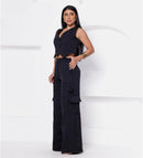 Conjunto Colete Curto e Calça Cargo Alfaiataria Feminino