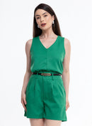 Conjunto Social Feminino Regata em Alfaiataria com Calça e Cinto – Look Elegante para Trabalho, Escritório e Eventos CON-0059