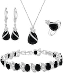 LMXXVJ Conjunto de joias para mulheres, colar de zircônia cúbica em gota, brincos, anel ajustável, conjunto de joias, joias formais, presente