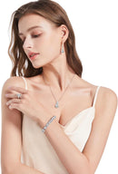 LMXXVJ Conjunto de joias para mulheres, colar de zircônia cúbica em gota, brincos, anel ajustável, conjunto de joias, joias formais, presente