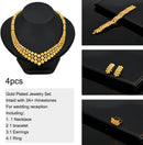 Conjunto de colar de joias femininas indianas em Dubai noiva africana casamento formatura moda joias 24K banhado a ouro colar pulseiras anéis brincos conjunto de 4 peças