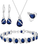 LMXXVJ Conjunto de joias para mulheres, colar de zircônia cúbica em gota, brincos, anel ajustável, conjunto de joias, joias formais, presente