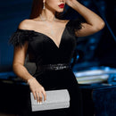 NEWITIN Conjunto de 5 peças de joias de strass para mulheres, joias de formatura, bolsa de embreagem de cristal, colares, pulseiras, brincos, conjunto de joias de prata para mulheres noivas