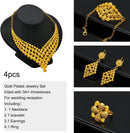 Conjunto de colar de joias femininas indianas em Dubai noiva africana casamento formatura moda joias 24K banhado a ouro colar pulseiras anéis brincos conjunto de 4 peças