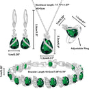 LMXXVJ Conjunto de joias para mulheres, colar de zircônia cúbica em gota, brincos, anel ajustável, conjunto de joias, joias formais, presente