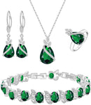 LMXXVJ Conjunto de joias para mulheres, colar de zircônia cúbica em gota, brincos, anel ajustável, conjunto de joias, joias formais, presente