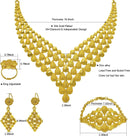 Conjunto de colar de joias femininas indianas em Dubai noiva africana casamento formatura moda joias 24K banhado a ouro colar pulseiras anéis brincos conjunto de 4 peças