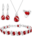 LMXXVJ Conjunto de joias para mulheres, colar de zircônia cúbica em gota, brincos, anel ajustável, conjunto de joias, joias formais, presente