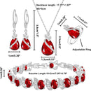LMXXVJ Conjunto de joias para mulheres, colar de zircônia cúbica em gota, brincos, anel ajustável, conjunto de joias, joias formais, presente