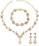 Conjuntos de joias de formatura de ouro para mulheres elegantes colar de cristal brincos pulseira conjuntos de joias de casamento para noivas damas de honra festa de casamento mãe esposa filha irmã