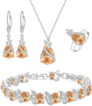 LMXXVJ Conjunto de joias para mulheres, colar de zircônia cúbica em gota, brincos, anel ajustável, conjunto de joias, joias formais, presente