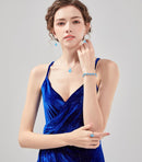 LMXXVJ Conjunto de joias para mulheres, colar de zircônia cúbica em gota, brincos, anel ajustável, conjunto de joias, joias formais, presente