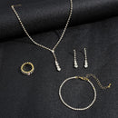NEWITIN Conjunto de 5 peças de joias de strass para mulheres, joias de formatura, bolsa de embreagem de cristal, colares, pulseiras, brincos, conjunto de joias de prata para mulheres noivas