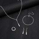 NEWITIN Conjunto de 5 peças de joias de strass para mulheres, joias de formatura, bolsa de embreagem de cristal, colares, pulseiras, brincos, conjunto de joias de prata para mulheres noivas