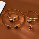 Conjunto de Colar, Pulseira Bangle Armband e Anel Feminino Estilo Bohemio Europeu Americano - Adequado para Todas as Estações como Presentes Uso Diário em Fériass & Eventos