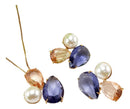 Conjunto De Colar E Brinco Com Cristal E Detalhe De Pérola