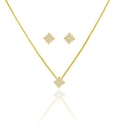 Brinco + Colar Ponto De Luz Banhado A Ouro 18k (4140)