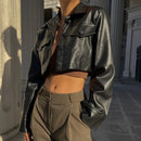 Jaqueta Feminina Cropped  em Couro Genuino - Clarice Premium