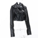 Jaqueta Feminina Cropped  em Couro Genuino - Clarice Premium