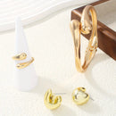 Conjunto de Joias Femininas Elegantes, 4 peças: Pulseiras, Anéis e Brincos, Design Criativo de Primavera, Pulseira Aberta, Adequada para Uso Diário e Festas