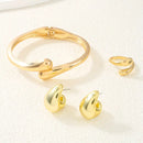 Conjunto de Joias Femininas Elegantes, 4 peças: Pulseiras, Anéis e Brincos, Design Criativo de Primavera, Pulseira Aberta, Adequada para Uso Diário e Festas