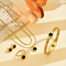 Conjunto de 4 Peças de Colar, Pulseira e Brincos Luxuosos e Modernos com Corrente Roman Blade para Mulheres - Perfeito para Uso Diário ou Ocasiões Festivas
