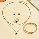 Conjunto de 4 Peças de Colar, Pulseira e Brincos Luxuosos e Modernos com Corrente Roman Blade para Mulheres - Perfeito para Uso Diário ou Ocasiões Festivas