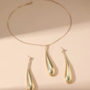 Conjunto de colar e brincos em estilo punk simples com pingente em forma de gota d'água - Combo de joias de liga de alumínio com strass para mulheres, perfeito para ocasiões diárias e festas - Conjunto de 3 peças