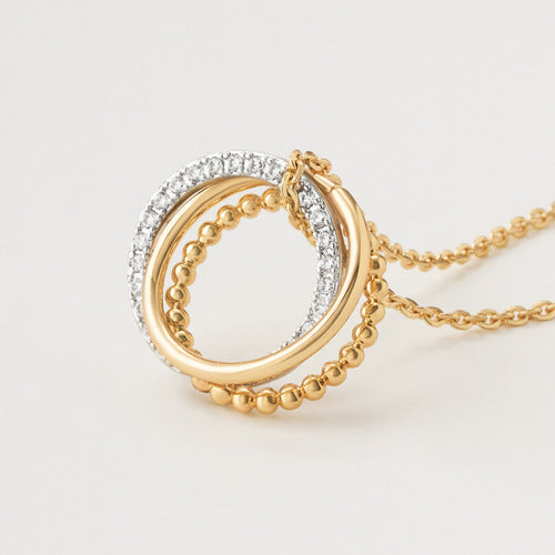 Gargantilha Vowstone Pingente De Três Círculos De Ouro 18k
