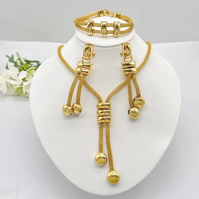 3 peças de conjunto de joias para festa noturna de mulheres com tema africano, incluindo colar, brincos e pulseira para casamentos e vestidos de dama de honra.