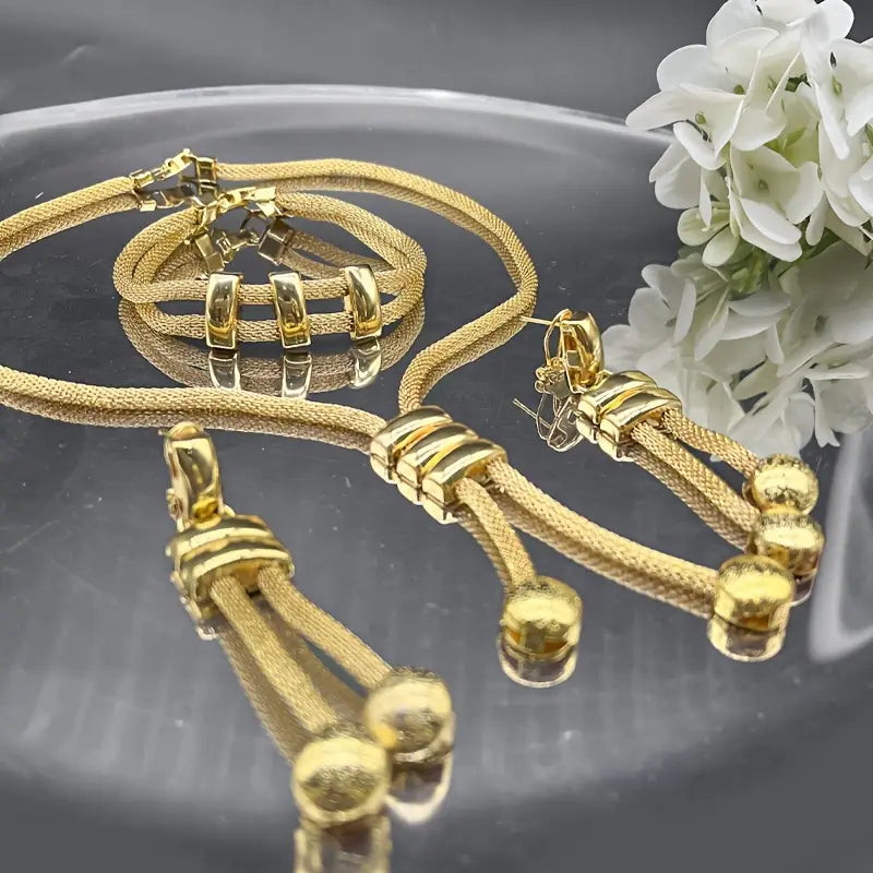 3 peças de conjunto de joias para festa noturna de mulheres com tema africano, incluindo colar, brincos e pulseira para casamentos e vestidos de dama de honra.