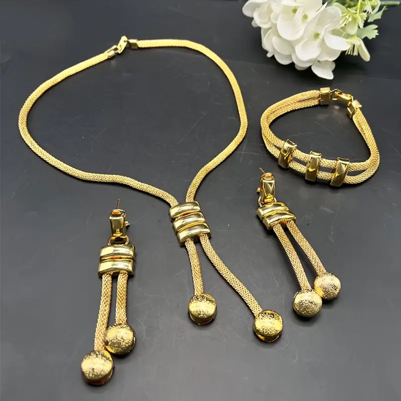 3 peças de conjunto de joias para festa noturna de mulheres com tema africano, incluindo colar, brincos e pulseira para casamentos e vestidos de dama de honra.