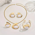 Conjunto de 5 peças de joias femininas chiques - Acessórios de liga elegantes com colar, anel, brincos e pulseira - Acentos de pedra preta para uso diário e festas, joias de festa|Joias elegantes|Joias de liga, acessórios de joias